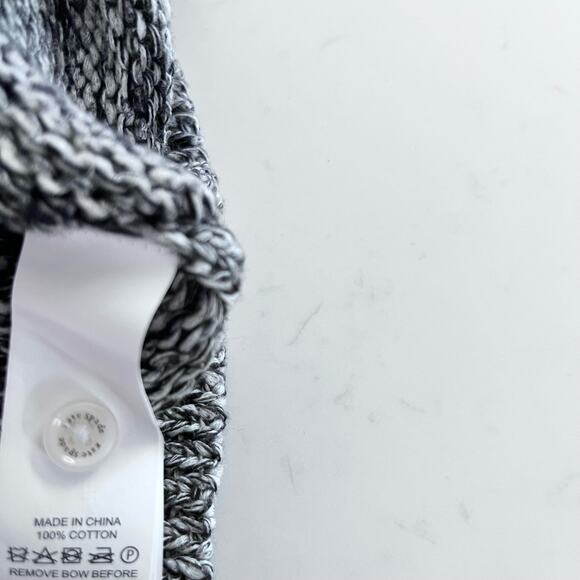 Kate Spade Black White Space Dye Heathered Knit Short Sleeve Crewneck Sweater S - Picture 6 of 6